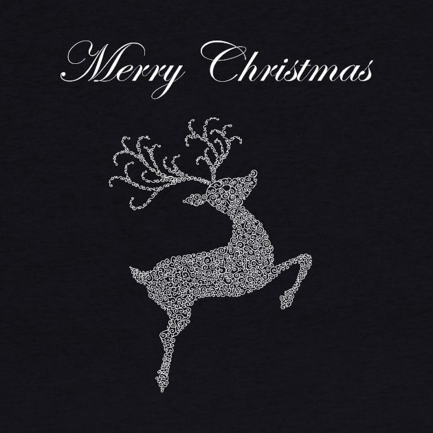 Merry Christmas White Reindeer Silhouette by Art by Deborah Camp